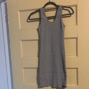 Calvin Klein Jeans Ribbed Mini Dress in Heather Gray